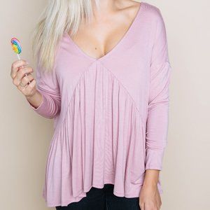 Amelia James Bellevue V-neckline Pale Pink Top Size L NWT